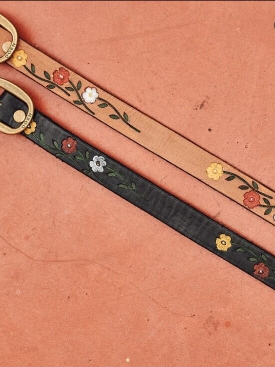 Doen Felix leather handpainted floral belt, medium main image 8